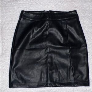 Garage Black Faux Leather Pencil Skirt
